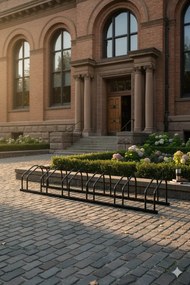 Czarny stojak na 6 rowerów typu miejskiego W2-L10