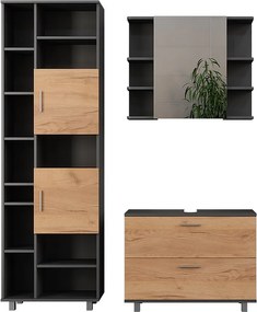 Zestaw mebli łazienkowych złoty dąb power/antracyt 80.2x33x60.8 ilias
