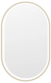 Lustro łazienkowe podświetlane owalne przeciwparowe ze złotą ramą, 50 x 80 cm - ALARICO