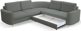 Masseno Narożnik VELA z funkcją spania i pojemnikiem na pościel Narozniki L, Rozkładana sofa - Szary, CASTEL 93
