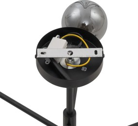 Nowoczesna lampa sufitowa czarna z przydymionym szkłem 6-punktowa - Ryan
