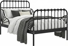 Czarne metalowe łóżko rosnące z dzieckiem 80x130/200 cm E0-P76