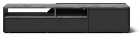 Czarna szafka pod TV w dekorze betonu 180x38 cm Verone – TemaHome