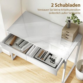 HOMCOM Biurko 100 x 50 cm, biurko komputerowe z 2 szufladami, do małych pomieszczeń, biały | Aosom PL