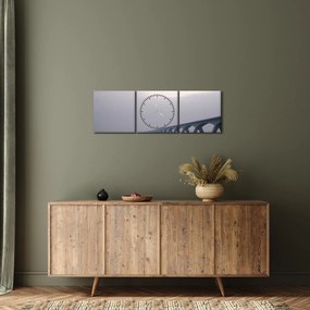 Obraz mostu we mgle (z zegarem) (90x30 cm)