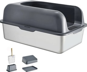 Kuweta dla Kota, SucceBuy 15,24 cm Głęboka Kuweta ze Stali Nierdzewnej ze Stopniem Filtrującym