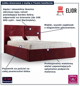 Czerwone welurowe łóżko z pojemnikiem 4 rozmiary B6-F10