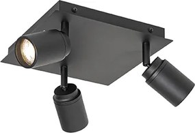 Nowoczesny reflektor łazienkowy czarny kwadratowy 3-światłowy IP44 - Ducha