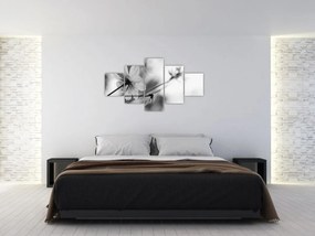 Obraz - Czarno - białe kwiaty (125x70 cm)