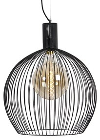 Designerska okrągła lampa wisząca czarna 50 cm - Dos Nowoczesny Oswietlenie wewnetrzne