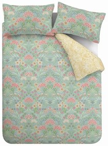 Żółto-zielona bawełniana pościel dwuosobowa 230x220 cm Art Deco Hydrangea – RHS