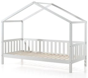 Białe dziecięce łóżko w kształcie domku z drewna sosnowego Vipack Dallas, 90x200 cm