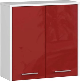 Nowoczesna wisząca szafka łazienkowa biały + czerwony połysk K3-R57