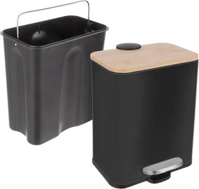 Czarny kosz na śmieci z pedałem ze stali nierdzewnej 5 l Black – Orion