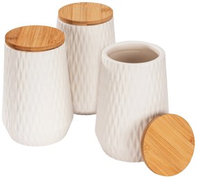 Pojemniki kuchenne ceramiczne DIAMOND, bambusowa pokrywa, 3 x 0,6 l, WENKO