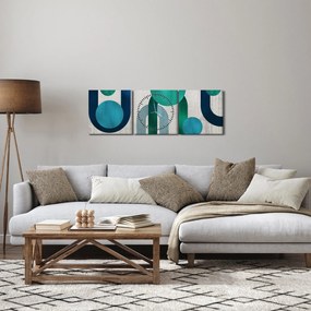 Obraz - Linie i okrągłe kształty (z zegarem) (90x30 cm)