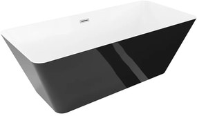 Mexen Velo Slim wanna wolnostojąca 170 x 75 cm, biała/czarna, przelew chrom - 52811707575-01