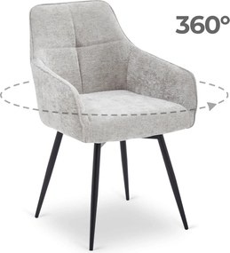 Krzesło Tapicerowane Obrotowe do Salonu LARISA Szare Nowoczesne