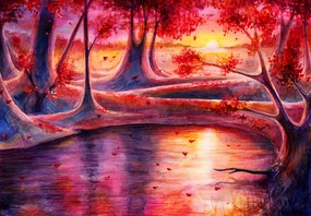 Fototapeta - Malowany las (196x136 cm)