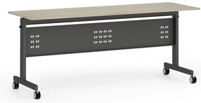 Mobilny stół PRIMO MOBI, 180x60 cm, czarna podstawa, dąb naturalny