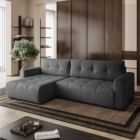 Narożnik w kształcie L VIENNA, tkanina Lambi, Grafitowy, Lewy