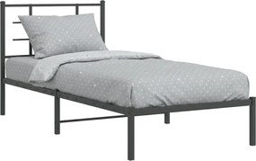 Czarne loftowe łóżko metalowe 90x200 cm F2-H71