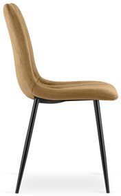 Brązowe aksamitne krzesło LAVA z czarnymi nogami