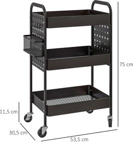 HOMCOM Wózek na Kółkach Kuchenny Czarny | Aosom PL