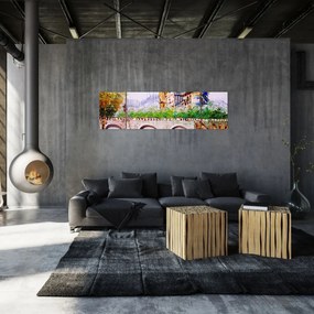 Obraz - Obraz olejny przedstawiający miasto (170x50 cm)