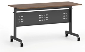 Mobilny stół PRIMO MOBI, 140x60 cm, czarna podstawa, orzech