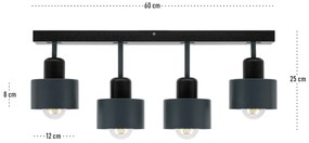 Antracytowo-czarna lampa sufitowa, czteropunktowy spot DAN60x7SC z dre