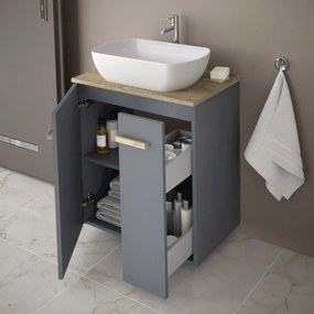 Szafka pod umywalkę L-WOOD 59 cm antracyt mat KROFAM