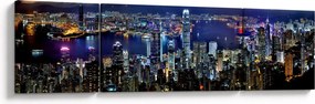 Obraz drapaczy chmur w nocy (170x50 cm)