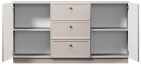 Komoda Lorini 150 cm z szufladami - kaszmir / czarne uchwyty