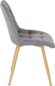 Krzesło Tapicerowane do Salonu RODRI Szare Welurowe Nowoczesne Loft