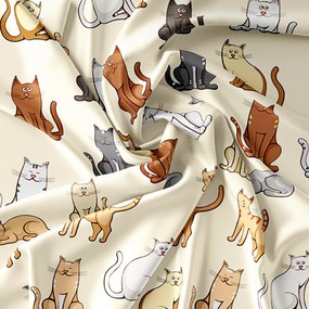 PrzytulneMieszkanie.pl PrzytulneMieszkanie.pl Poścel z mikrofibry COLORED CATS kremowa Rozmiar pościeli: 70 x 90 cm | 140 x 200 cm