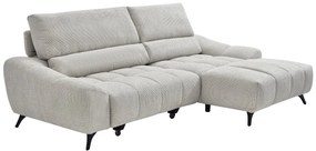 Kanapa narożna relaksacyjna prawostronna z regulowaną głębokością siedziska w beżowej tkaninie ELOSIA