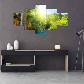 Obraz - wodospady w pralesie (125x70 cm)