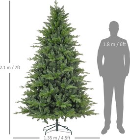 HOMCOM Choinka 210 cm z zielonego tworzywa sztucznego z metalową podstawą i 2445 ognioodpornymi gałęziami | Aosom PL