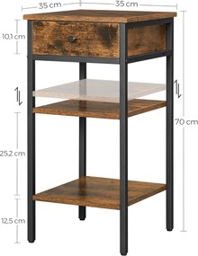 Stolik Boczny Szafka Nocna z szufladą Rustykalny Brąz - LET502B01
