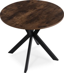 Okrągły stół industrialny Lauren 90 cm, dąb rustykalny/czarny