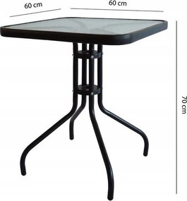 Szklany stolik balkonowy kwadratowy 60 cm Tulum 073, czarny