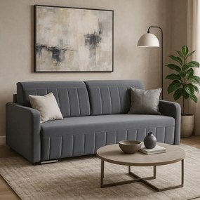 Sofa Rozkładana z Funkcją Spania LUMO Dwuosobowa Szara Nowoczesna do Salonu