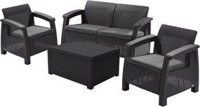 Zestaw mebli ogrodowych CORFU BOX ze stolikiem – skrzynią brązowy