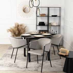 Krzesło Tapicerowane do Salonu INNES 2 Szare Welurowe Nowoczesne Loft