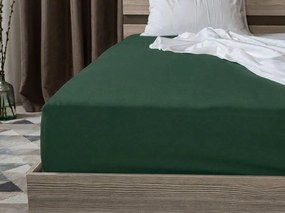 PrzytulneMieszkanie.pl Bawełniane prześcieradło z gumką STANDARD 90 x 200 cm ciemnozielone