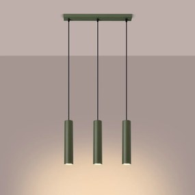 Lampa wisząca LAGOS 3L zielona oliwka SOLLUX  LIGHTING
