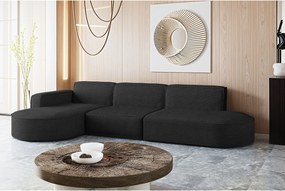 Narożnik w kształcie L Modena L, tkanina Poso, Czarny, Lewy