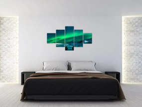 Obraz ludzi w pobliżu zorzy polarnej (125x70 cm)