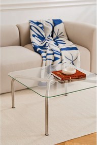 Stolik ze szklanym blatem w kolorze srebra 60x80 cm Uku – noo.ma
